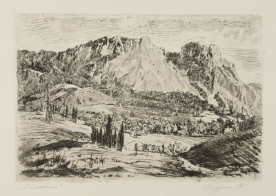 Тупикин Р. Ф. Ай-Петри (Алупка). 1984. Бумага, офорт. Размер листа 28х35,5 см. Хорошее 