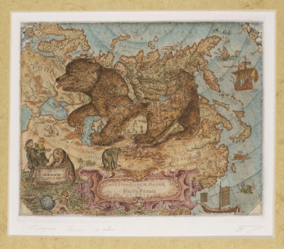 Пучнин И. В. Портрет России. 2000-е гг. Бумага, офорт, акварель. Размер оттиска 20х25 см 