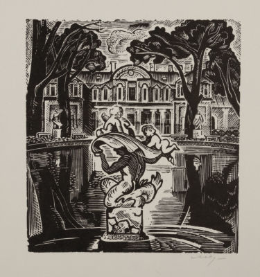 Мезерина Т. К. Китайский дворец. 1990-е гг. Ксилография. Размер изображения 12х11 см, листа 