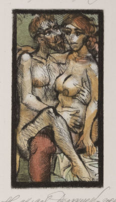 Домашенко Н. И. Привет Баркову. 2004. Бумага, сухая игла, акварель. Размер листа 19х13 см. Хорош 