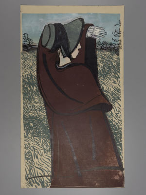 Филимонова А. В садах Сан-Гаси. 2018. Цветная линогравюра. Размер листа 49х71 см. Есть следы 