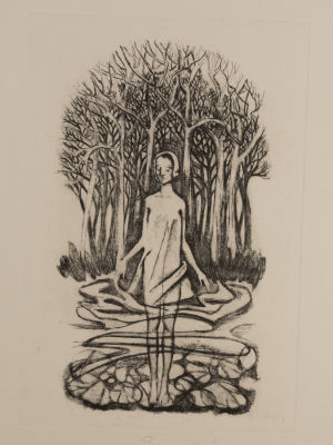 Филимонова А. Купальщица. (Айвори бумага). 2020. Офорт. Размер изображения 22,5х15 см. Размер 