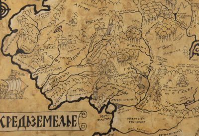 Штапаков Ю. Карта Средьземелья. 2001. Бумага, тушь, разводы чаем. Размер 30х40 см. Хорошее 