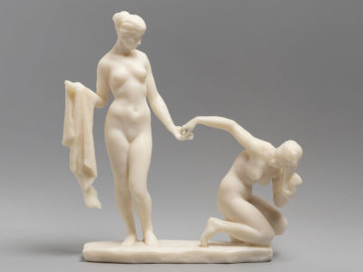 [Советская эротика] Купальщицы. Ню. Статуэтка. Колкий пластик. Клеймо Киевское тов-во худ-ов 