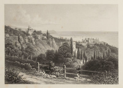 [Воспоминание о Крыме] Алупка. 1883. Бумага, гравюра на меди. Размер 16,5х22 см. Хорошее 