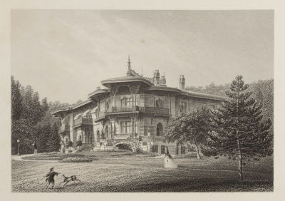 [Воспоминание о Крыме] Дворец Наследника. Ливадия. 1883. Бумага, гравюра на меди. Размер 16 