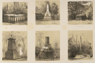 [Русский художественный листок Тимма] Могилы русских писателей. №31. 1853. Литография. Размер 