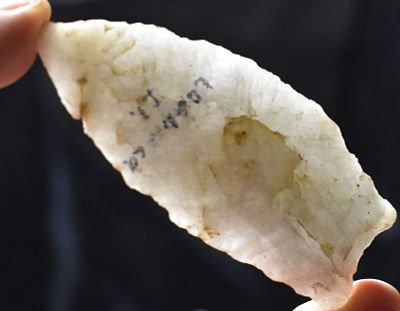 3 1/2" Semi-Translucent Quartz Blade found in Logan County, Illinois by Dean Downing. We don't 