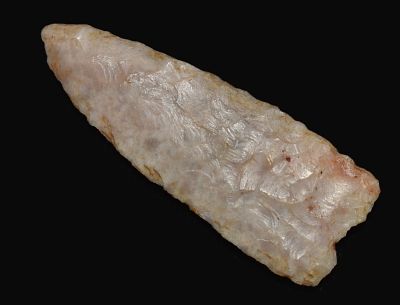 Finely Flaked 1 3/8" Madison Arrowhead found in Logan County, Illinois by Dean Downing 