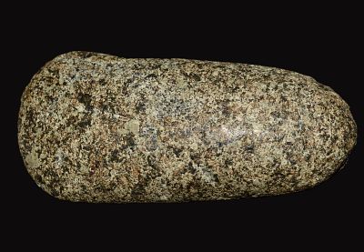 4 3/8" Highly Polished Speckled Granite Adze found in Peoria County, Illinois. Ex Chuck Asher 
