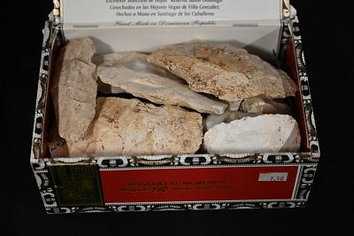 Cigar Box Full of Flint Tools Found in West Central Illinois. Cigar Box measures 8 1/2" x 5 1/2" x