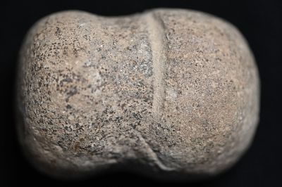 3/4 Groove 12 3/4" Granite War Club Found in Northern Ohio Ex: John Bennett Collection. 3/4 