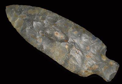 4" Table Rock Arrowhead found in Lee County, Iowa (Grey Globular Chert) w/ Keele COA. 4" Table 