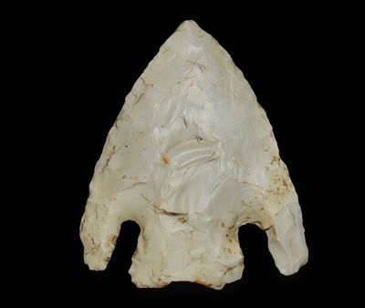 2 1/16" Calf Creek Arrowhead found in Benton County, Missouri. Rare to find one of these with 