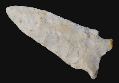 3 3/8" Rice Lobbed Arrowhead found in Missouri. Ex Patrick Reigns &amp; Jeff Gower Collections. 