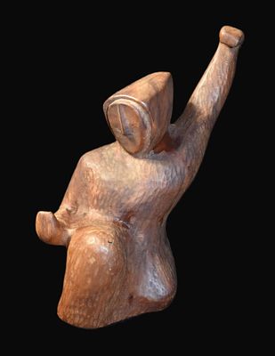 Signed Wherritt 1967 Inuit Figure Carved Wood Sculpture - Ex Eldon Jones Collection. Signed 