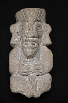 6 3/8" Stone Human Idol Statue Found in South America. Made out of Tan/Grey Pumas Stone. 