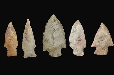 5 Arrowheads found in Mo/Ill Ex Dr James Shields Collection. 5 Arrowheads found in Missouri or 