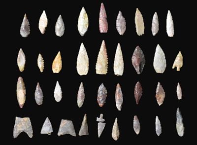 30+ Neolithic Arrowheads found in Central West Africa. Arrowheads in this group measure 7/8" to 