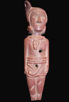 6 1/2" Carved Catalanoite Effigy Statue by Donnie Lemons or Billy Guthrie, 1970s. Human Effigy 