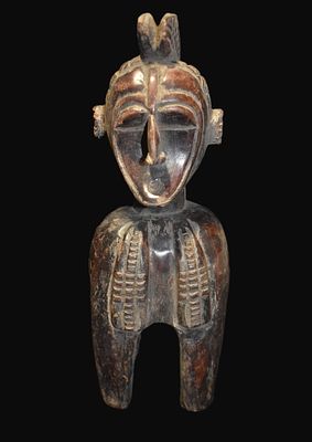 9" Lobi Carved Wood Figure, Burkina Faso/Ghana. A carved wooden anthropomorphic figure standing 