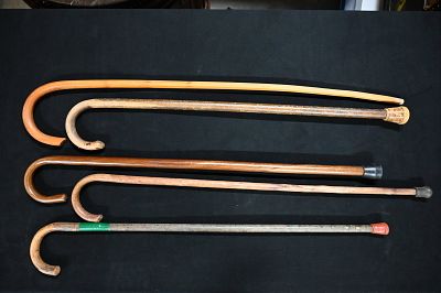 5 Vintage Wood 35"-39" Walking Canes. Condition: Authentic