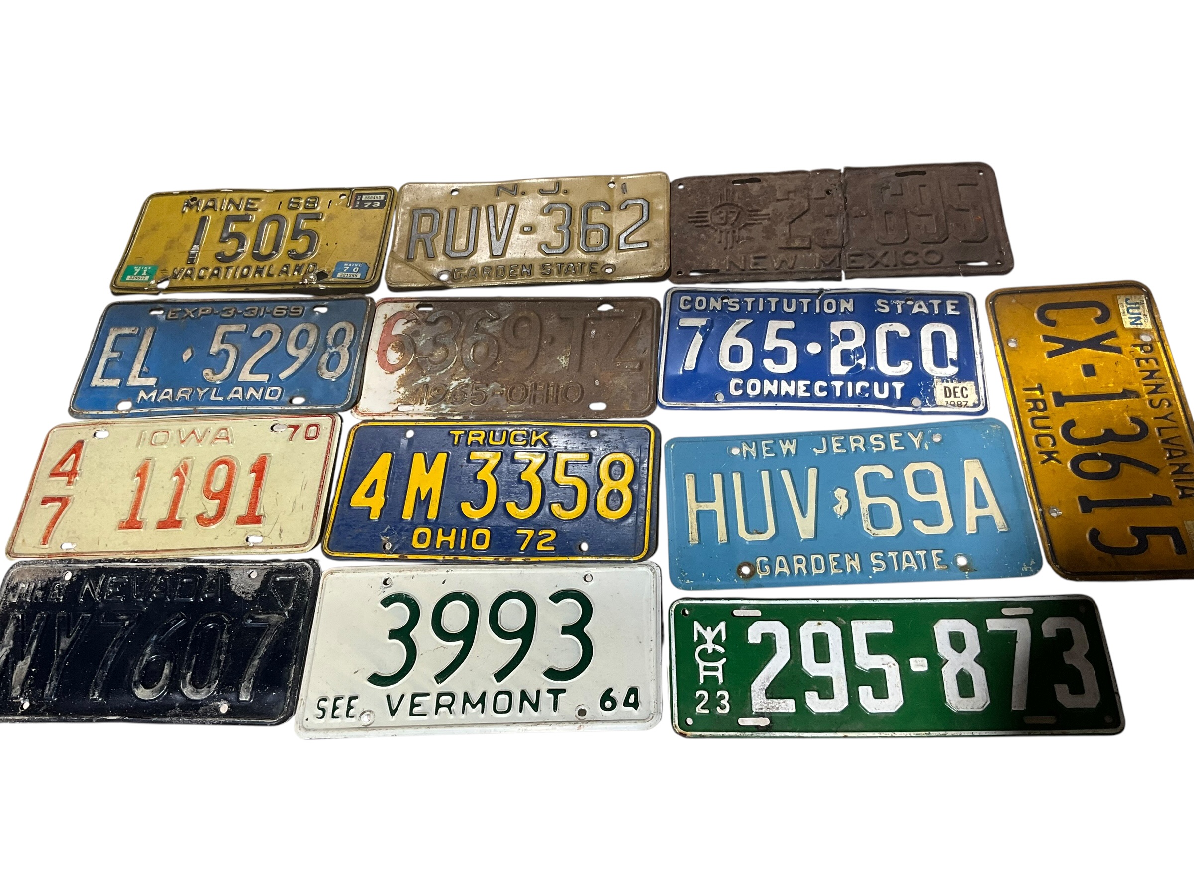 13 Vintage License Plates