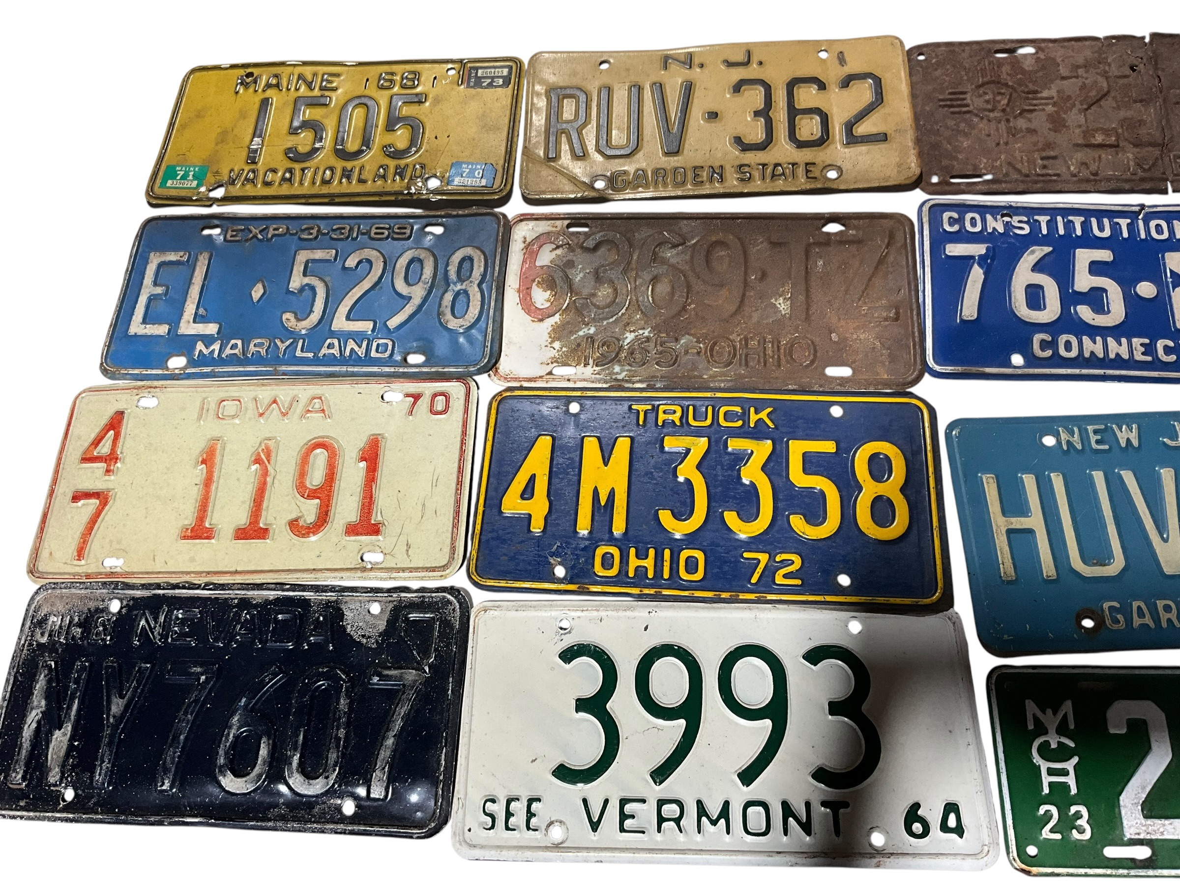 13 Vintage License Plates