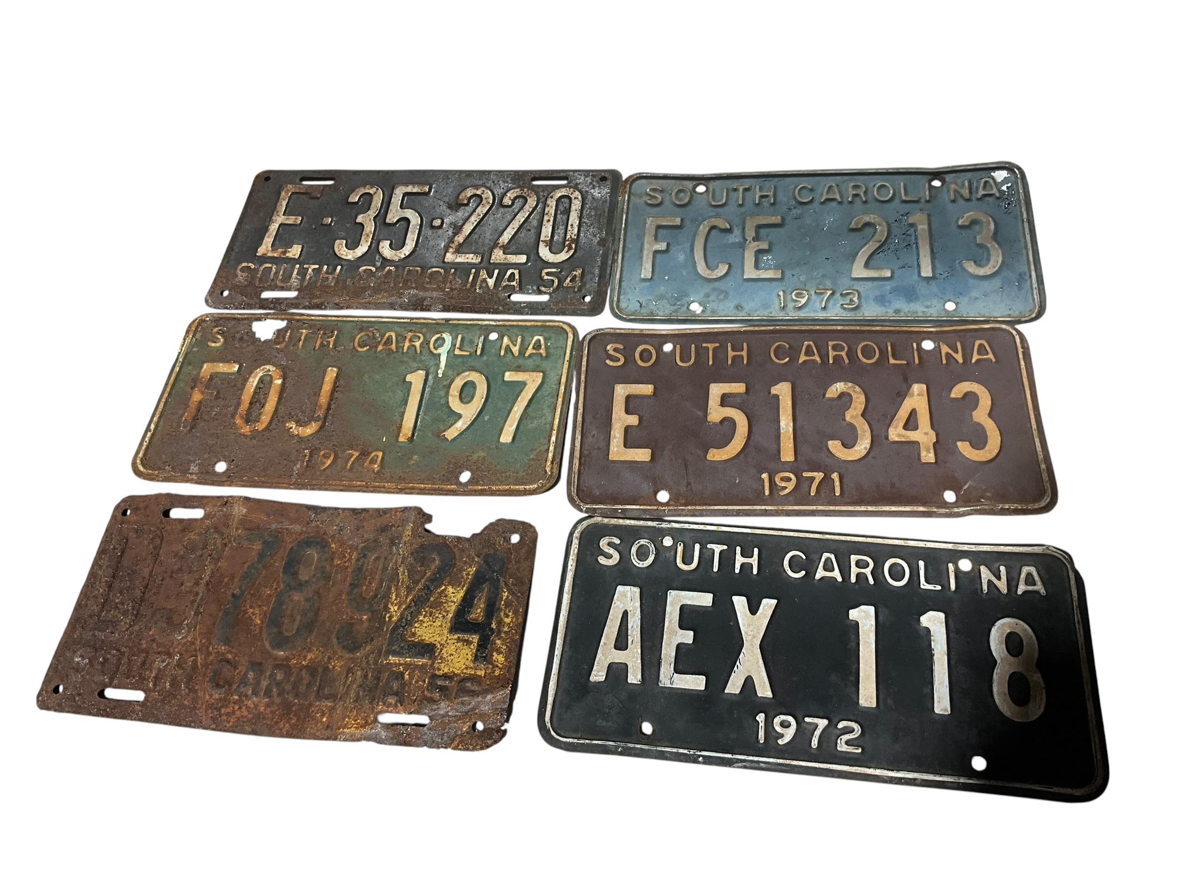6 Vintage South Carolina License Plates