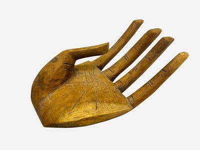 Outsider Art Left Hand Wood Carving. Excellent condition. Maker unknown. Measures 8.5" x 4.5" x 3".