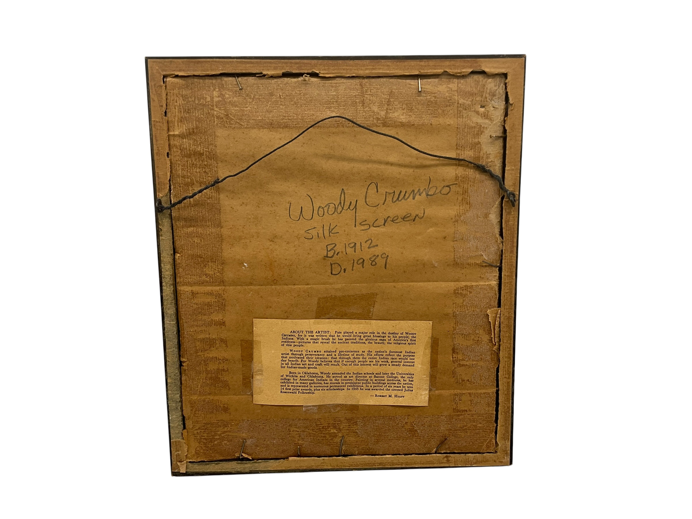 Framed Woody Crumbo 'Peace Offering' Silk Screen