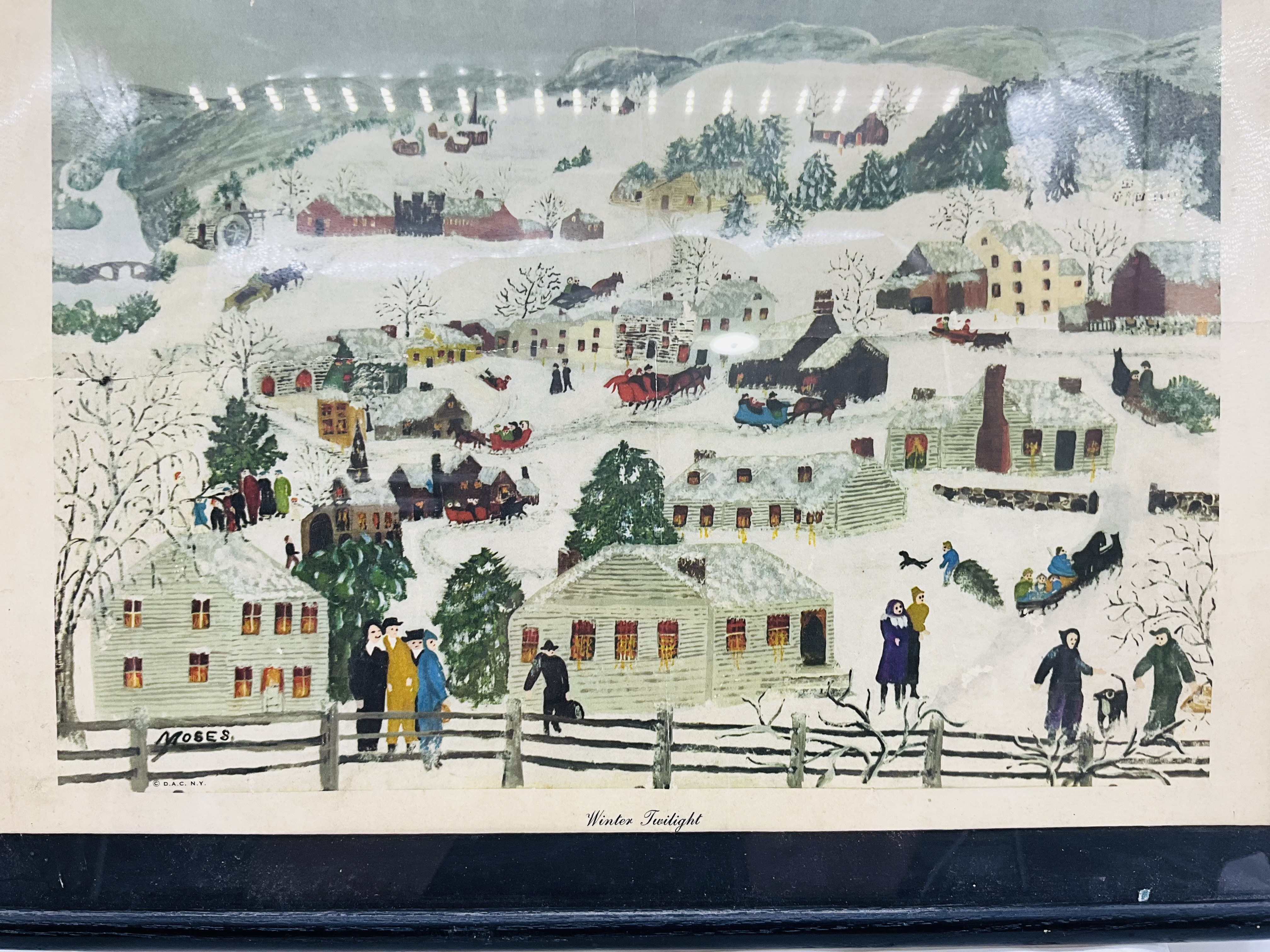 Grandma Moses Winter Twilight Lithograph