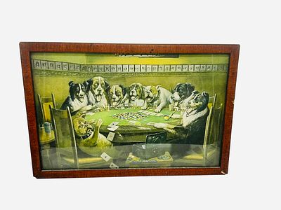 Vintage C.M. Coolidge Poker Sympathy Print. Excellent condition. Framed in antique frame. 