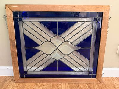 Leaded Stained Glass Window #3. Leaded stained glass window. Framed and ready to hang. Measures 
