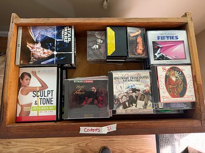 Contents of Drawer - CD's, DVD's & More!. Buying all for one money. CD's, DVD's &amp; cassettes! 