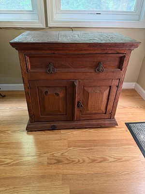 Vintage Rustic Solid Wood Cabinet. Excellent condition. One drawer with great antique pulls and 