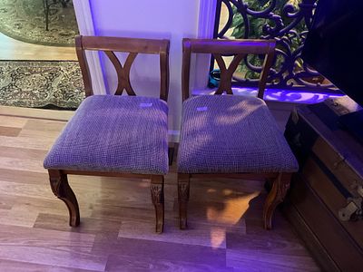 Two Low Back Chairs. Buying both for one money. Great condition. Each chair stands 27.5 inches tall.