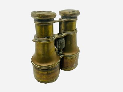 Unmarked Brass Binoculars. Used condition. Shows signs of wear. See photos. 6 inches long.