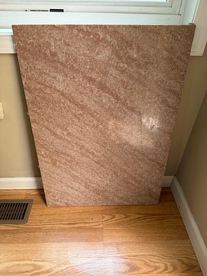 Large Pink Toned Marble Piece. Great piece of marble. Would be excellent if you needed a table 