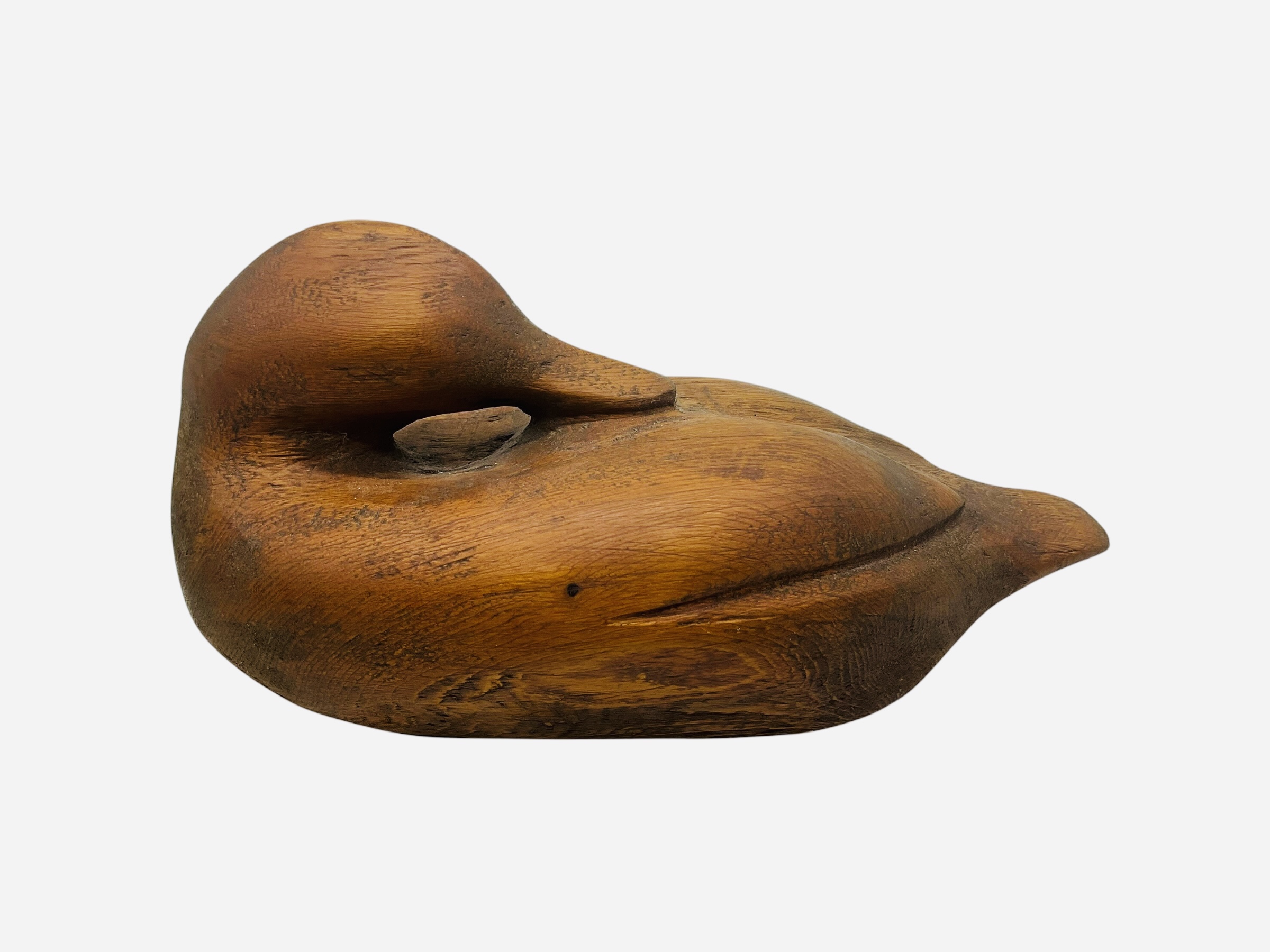 Carved Wooden Duck Signed On Bottom