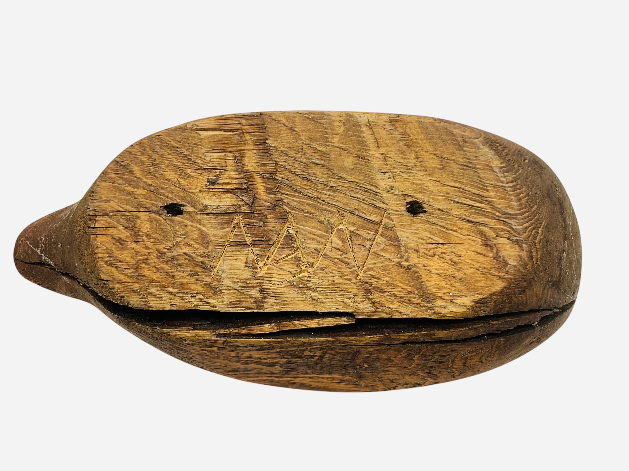 Carved Wooden Duck Signed On Bottom