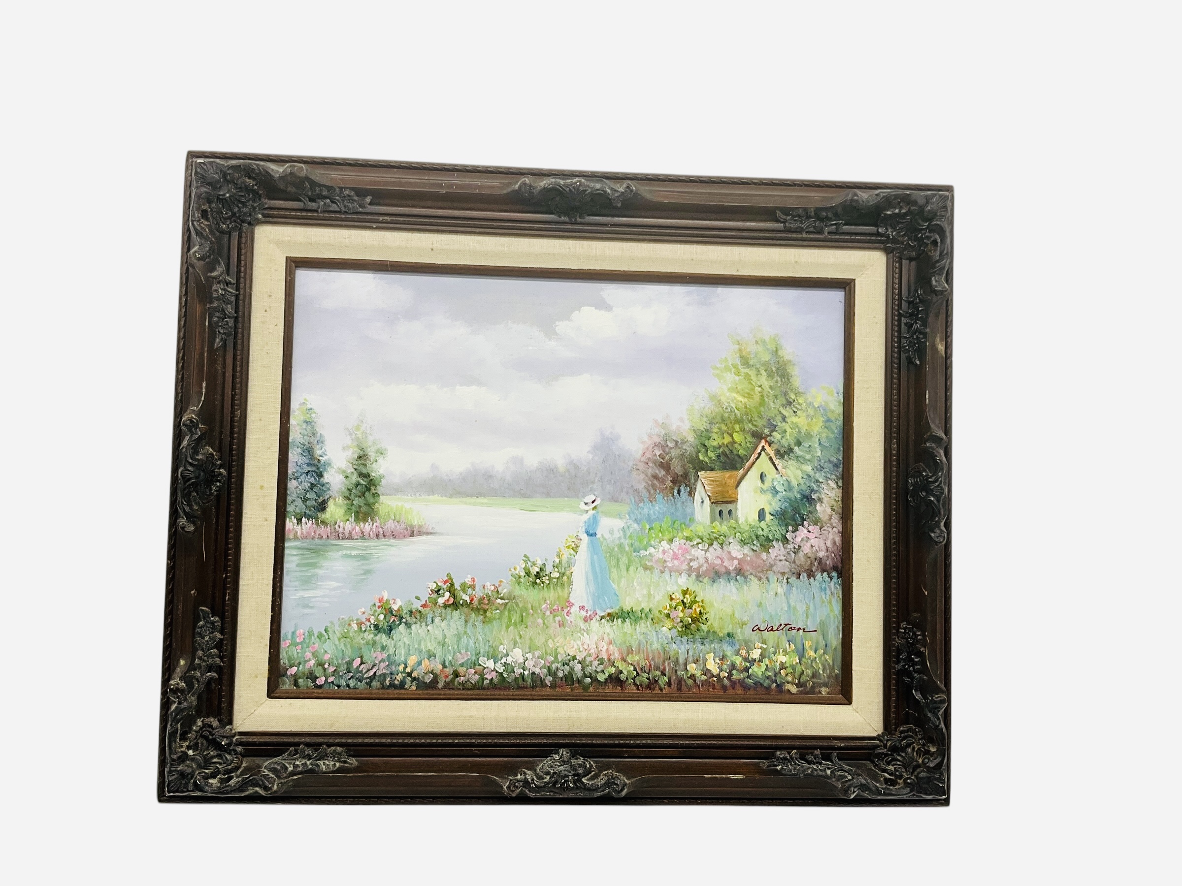 Wood Framed Oil On Canvas Signed WALTON