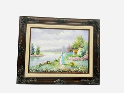 Wood Framed Oil On Canvas Signed WALTON. 21 1/2 x 17 1/2 inches.