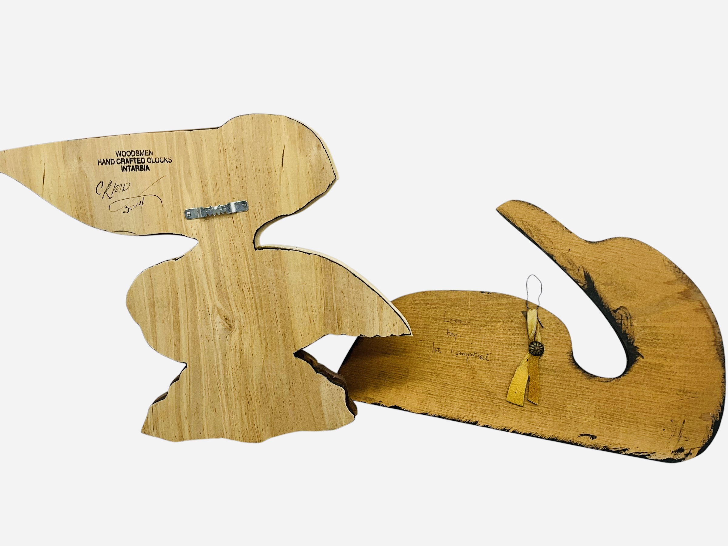 Two Wood Carved Birds - Joe Campbell & Other