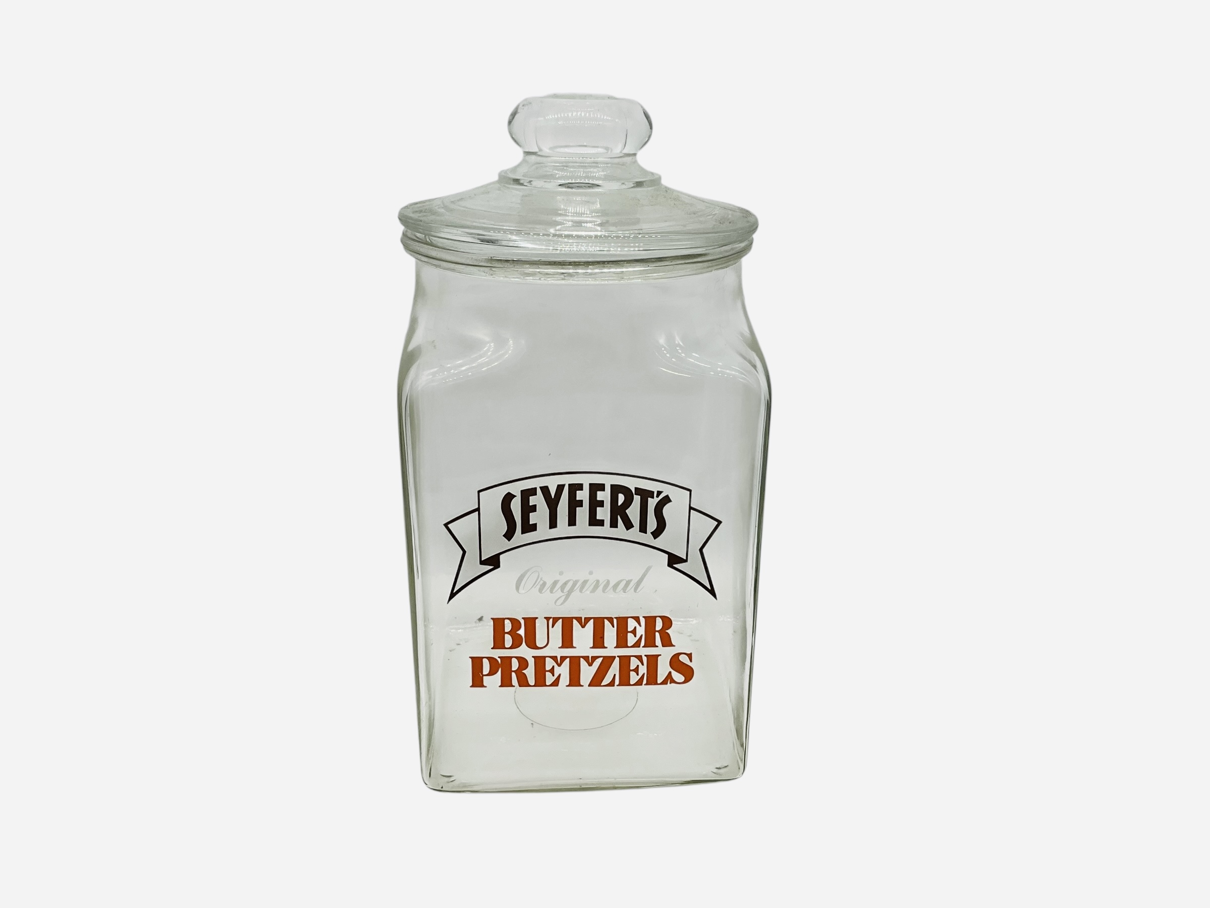 Large SEYFERT’S BUTTER PRETZELS Glass Display Jar