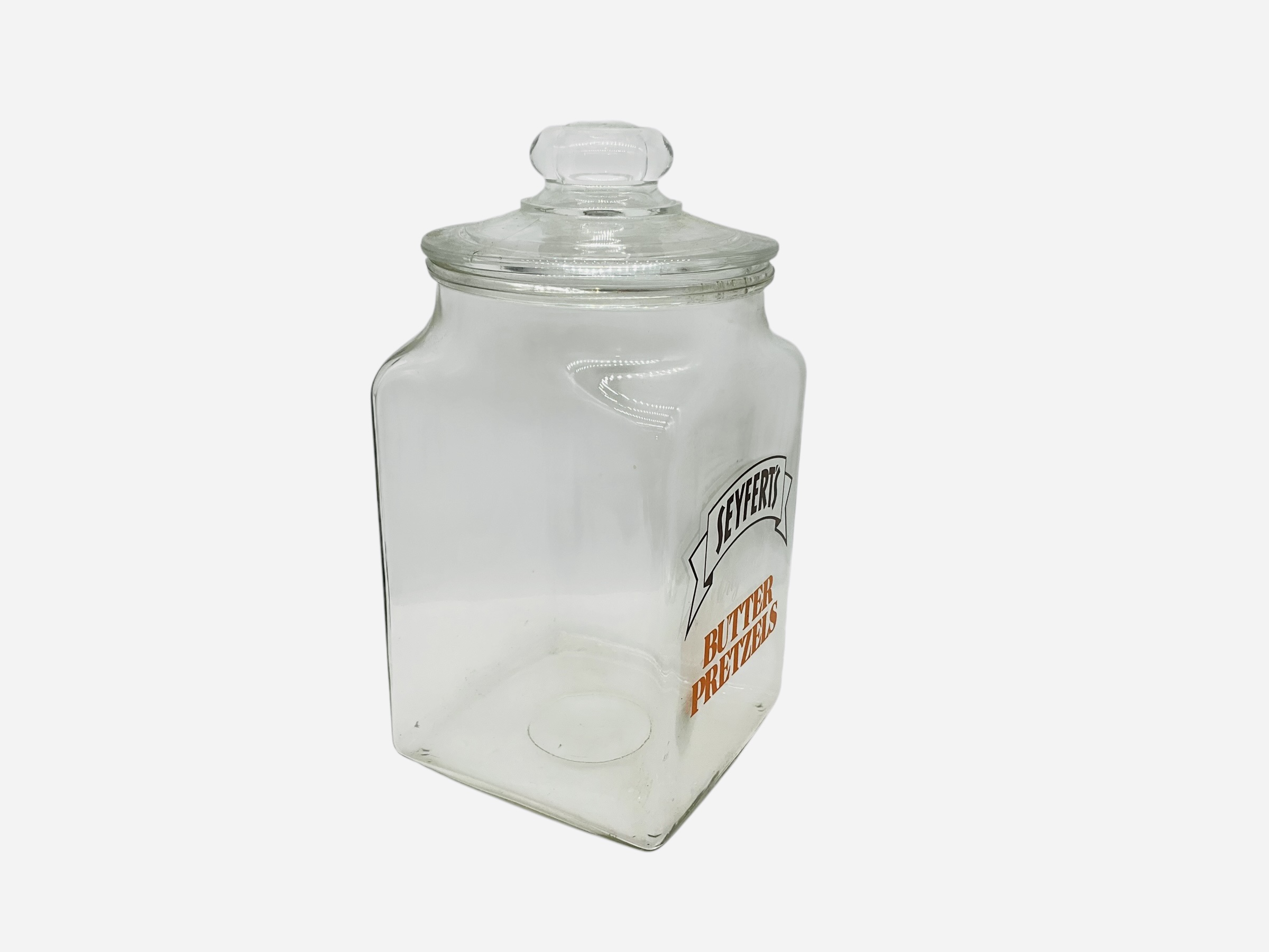 Large SEYFERT’S BUTTER PRETZELS Glass Display Jar