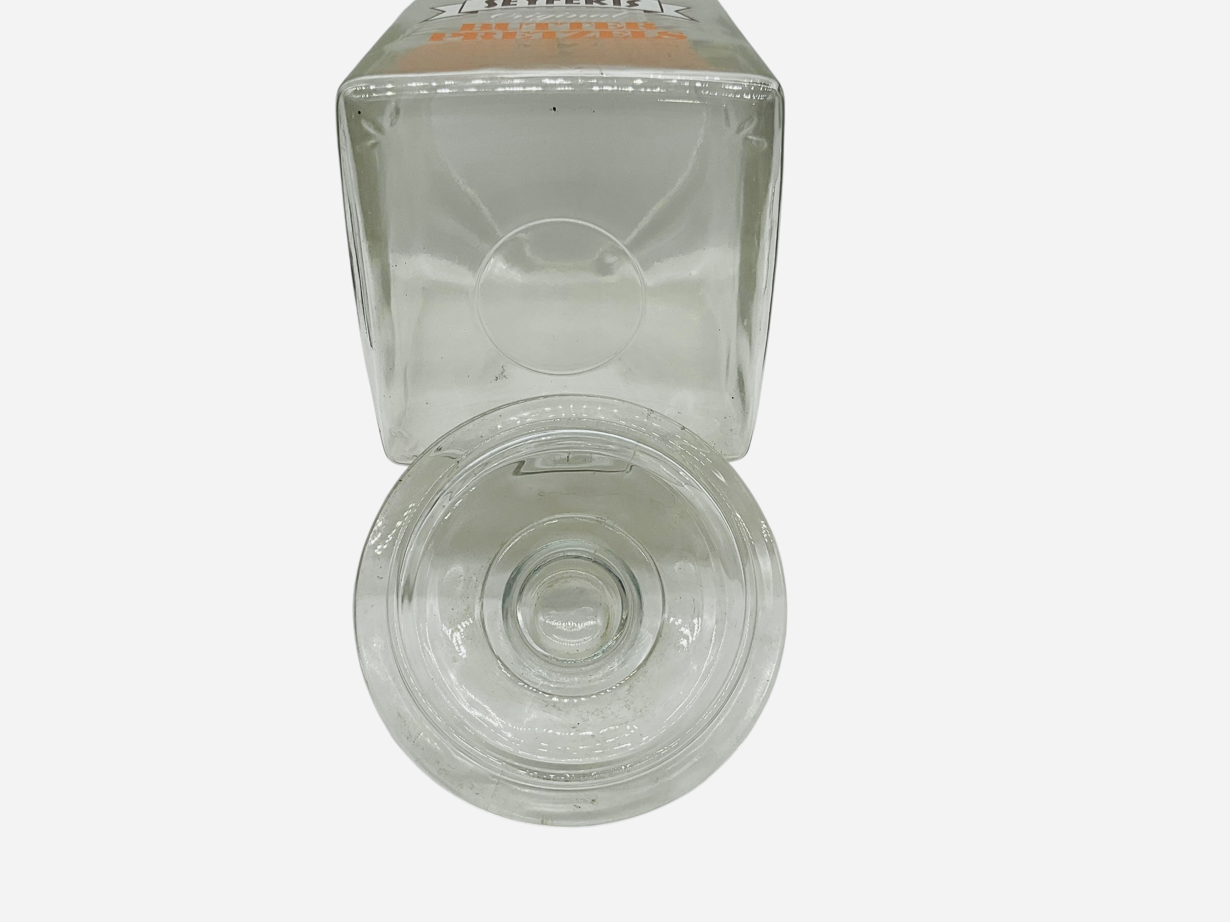 Large SEYFERT’S BUTTER PRETZELS Glass Display Jar