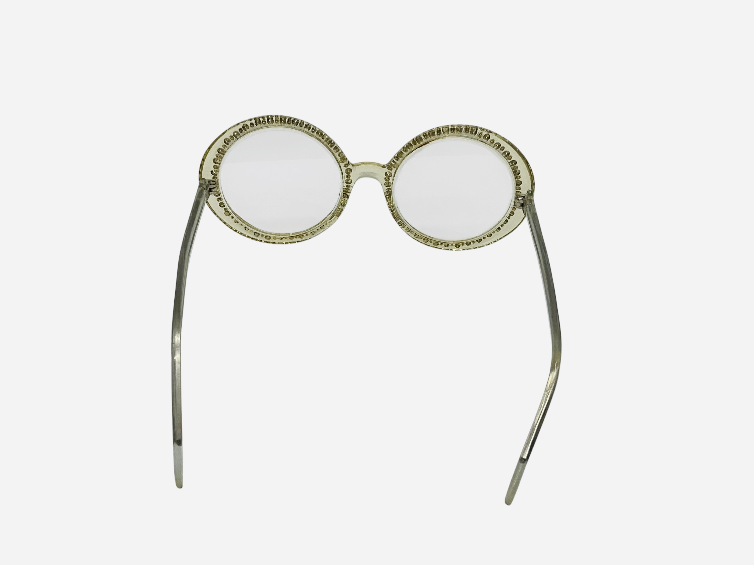 Vintage Round Transparent Frame Eyeglasses Elton John Bling