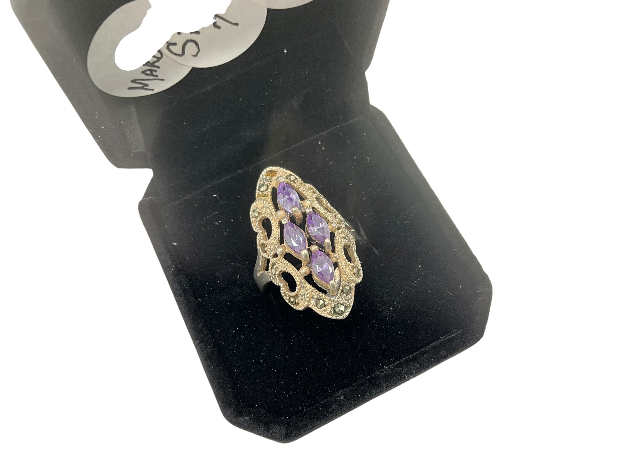Sterling Silver Marcasite Amethyst Ring