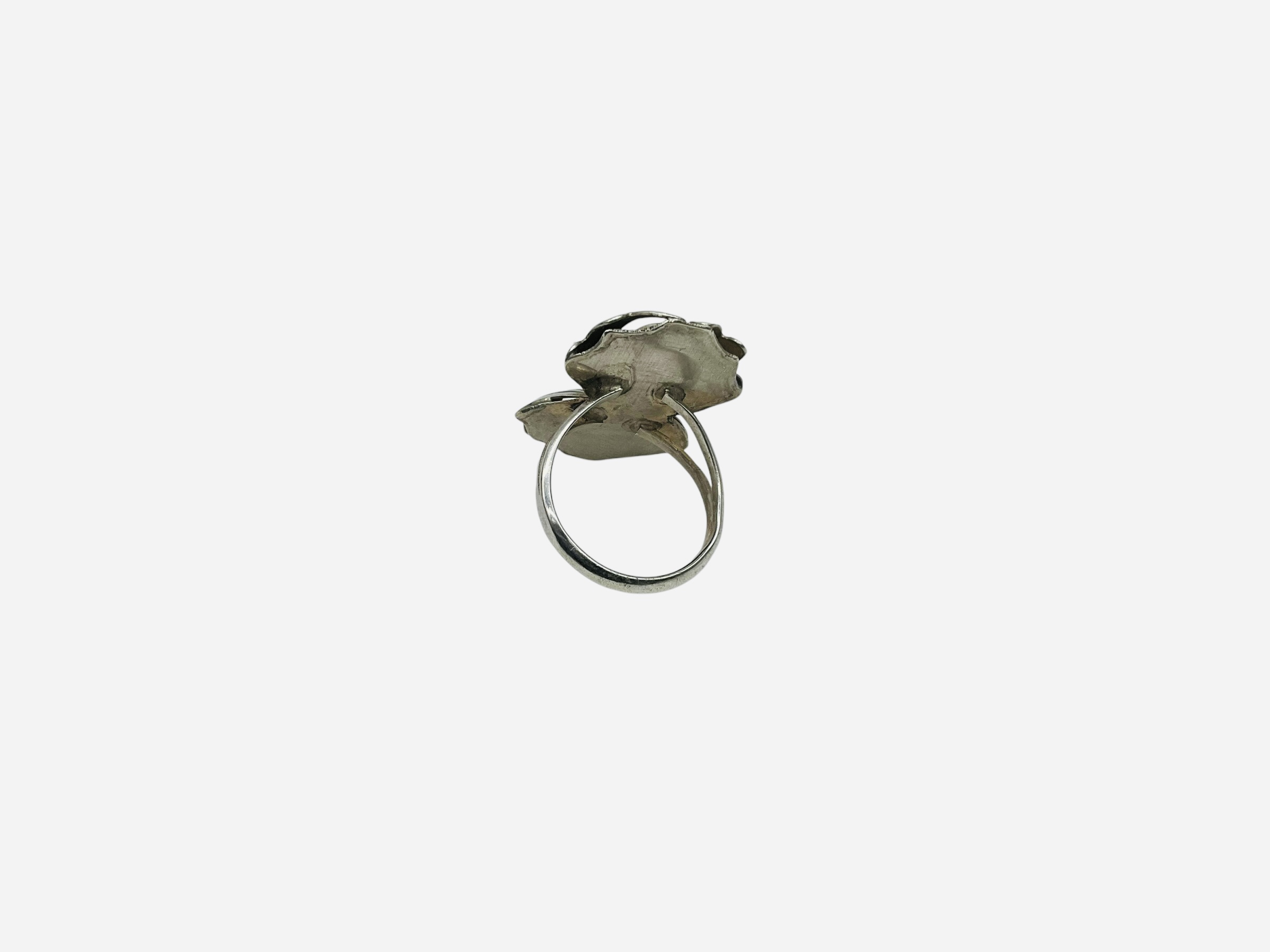 Sterling Silver Marcasite Ring w/ Green & White Stone